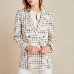 Anthropologie Tasha Windowpane Blazer